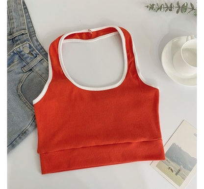 Neckholder-Camisole-Top in Farbblock-Optik
