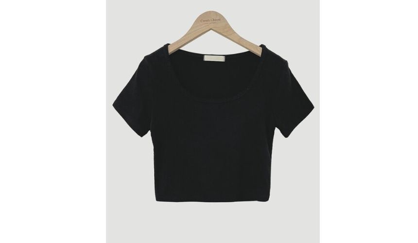 Kurzärmliges, schlichtes Crop-T-Shirt