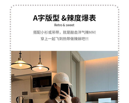 High Waist Plain Slit Mini A-Line Skort