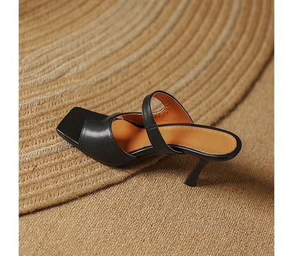 Toe Loop Cutout High Heel Slide Sandals