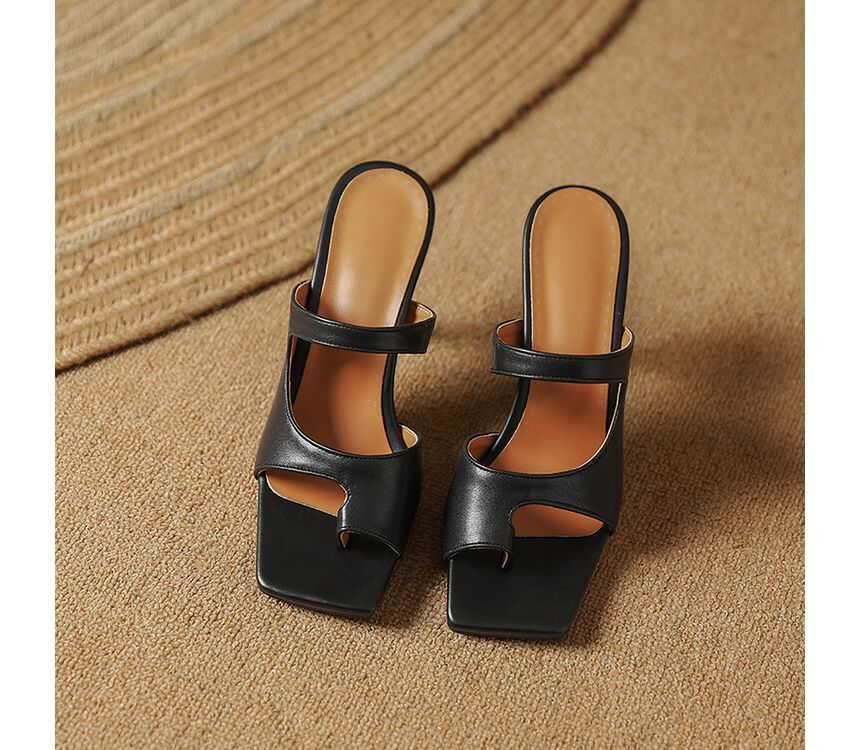 Toe Loop Cutout High Heel Slide Sandals