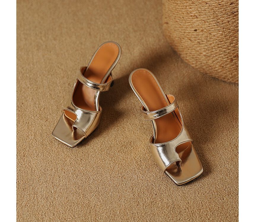 Toe Loop Cutout High Heel Slide Sandals