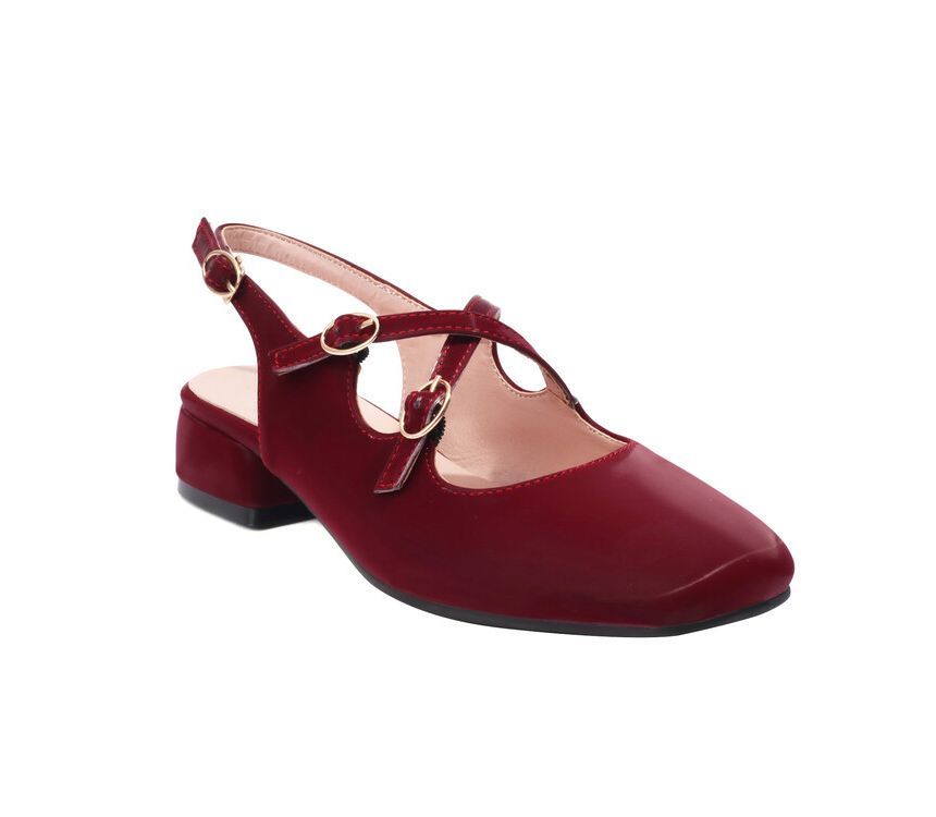 Square Toe Cross Strap Slingback Chunky Heel Sandals