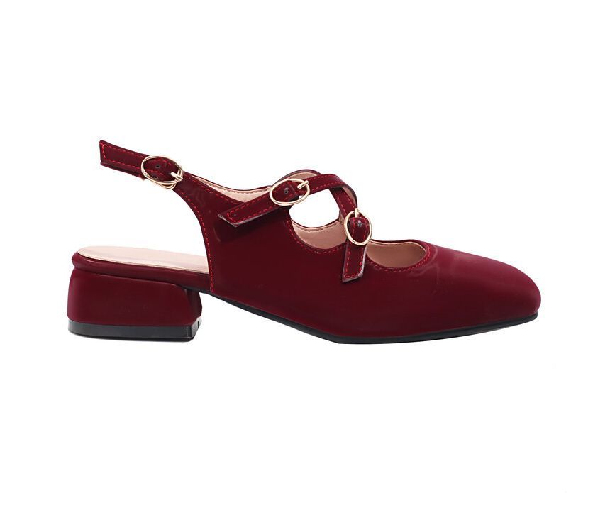 Square Toe Cross Strap Slingback Chunky Heel Sandals