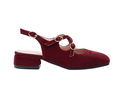 Square Toe Cross Strap Slingback Chunky Heel Sandals