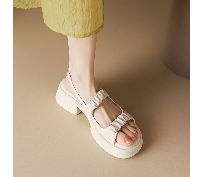 Platform Block Heel Plain Sandals