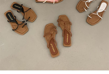 Toe Loop Strappy Slide Sandals