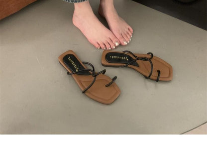 Toe Loop Strappy Slide Sandals