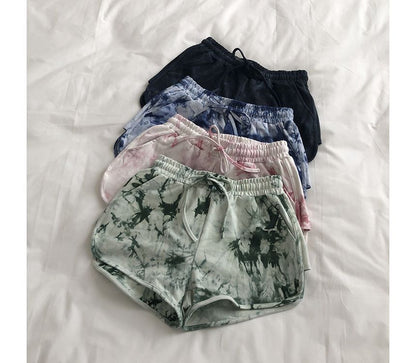 Drawstring Waist Tie Dye Hot Pants