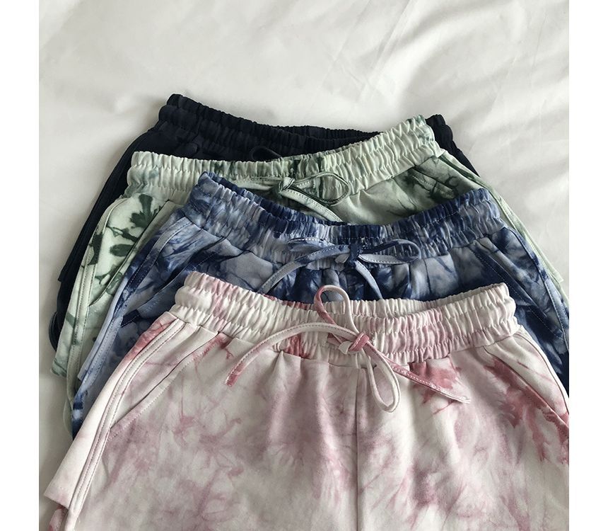 Drawstring Waist Tie Dye Hot Pants
