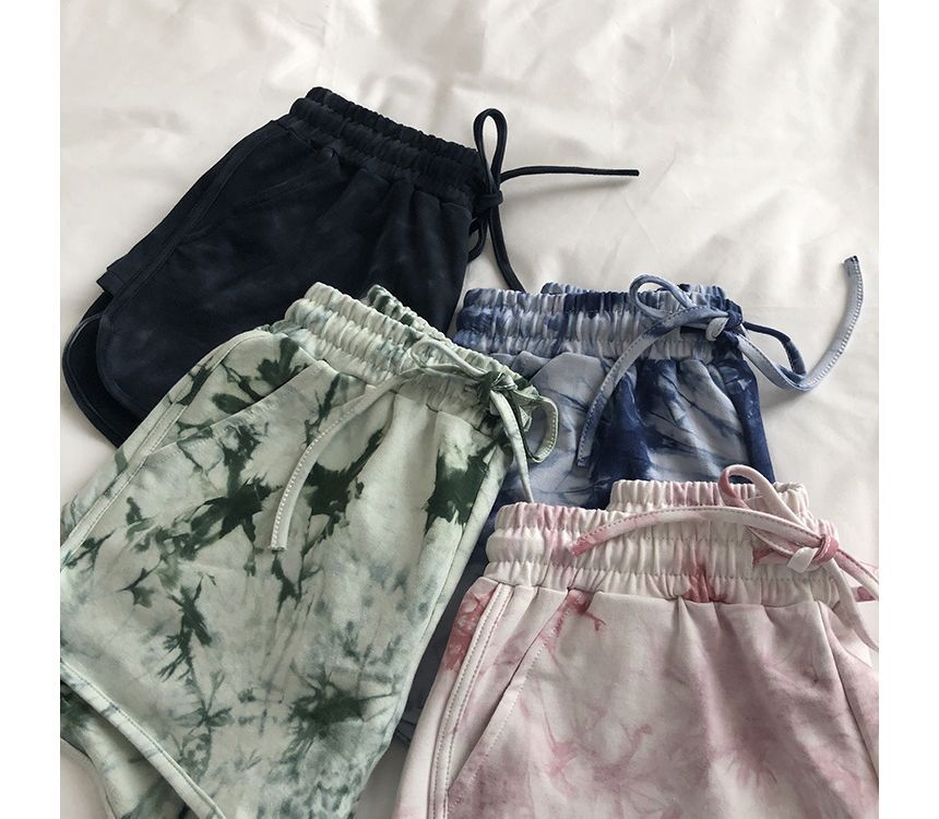Drawstring Waist Tie Dye Hot Pants