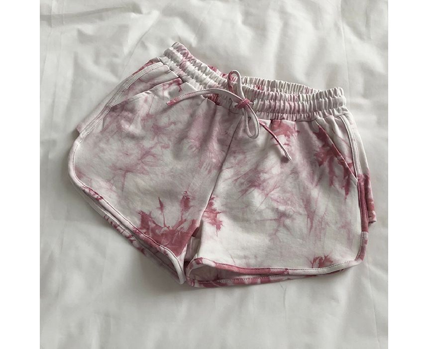 Drawstring Waist Tie Dye Hot Pants
