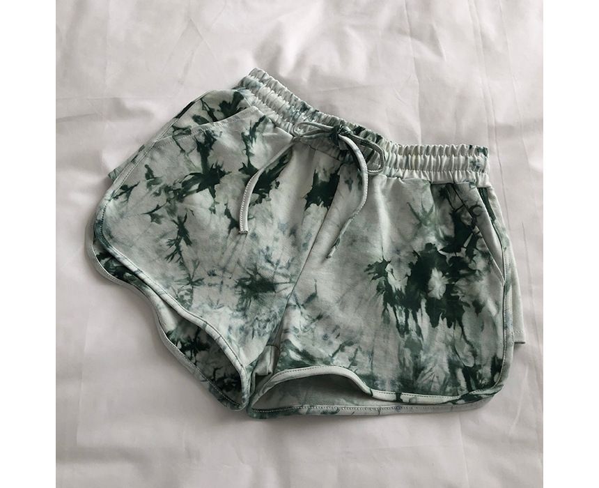 Drawstring Waist Tie Dye Hot Pants