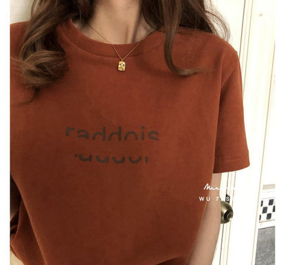 Short-Sleeve Crew Neck Lettering T-Shirt