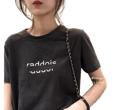 Short-Sleeve Crew Neck Lettering T-Shirt