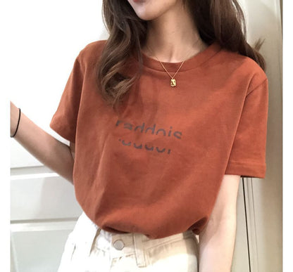 Short-Sleeve Crew Neck Lettering T-Shirt