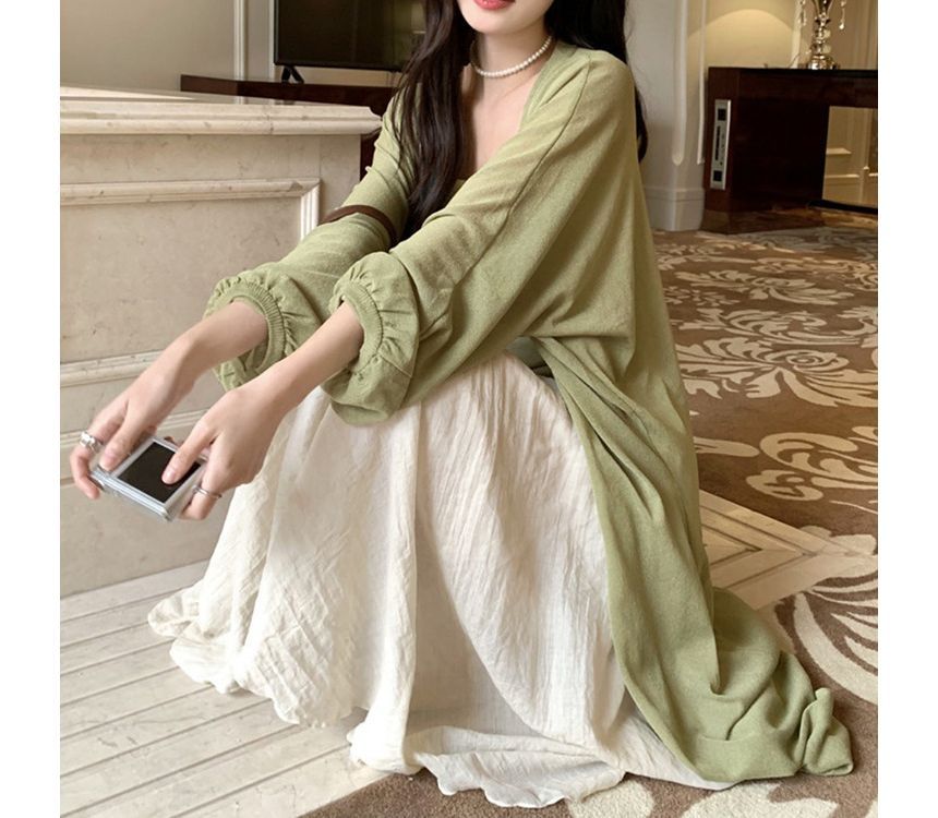 Plain Front Open Midi Cardigan