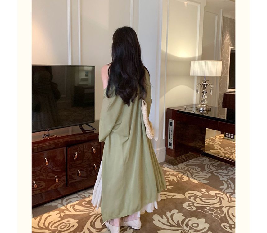 Plain Front Open Midi Cardigan