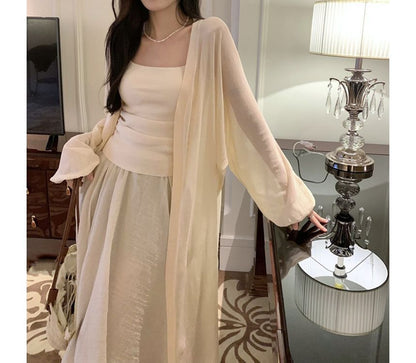 Plain Front Open Midi Cardigan