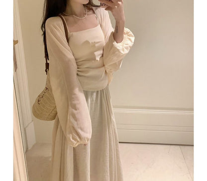 Plain Front Open Midi Cardigan