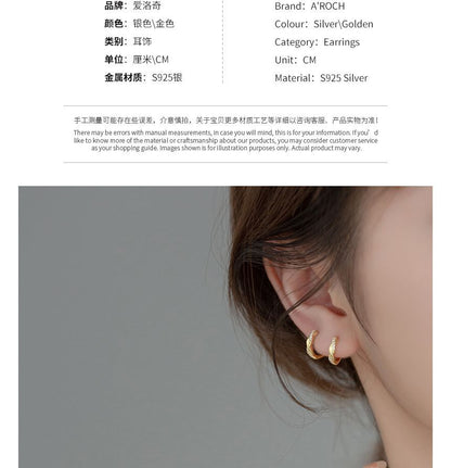 Rhinestone Sterling Silver Hoop Earring