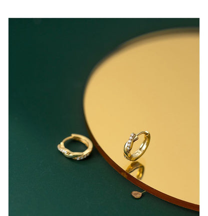 Rhinestone Sterling Silver Hoop Earring