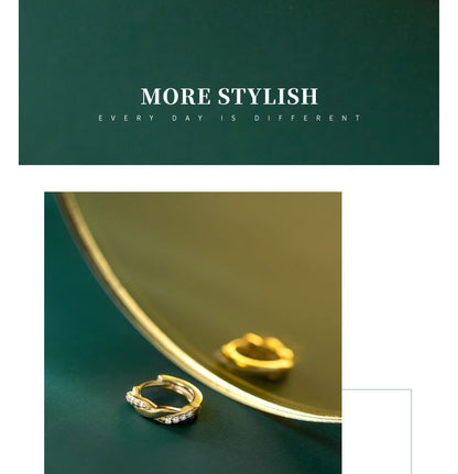 Rhinestone Sterling Silver Hoop Earring