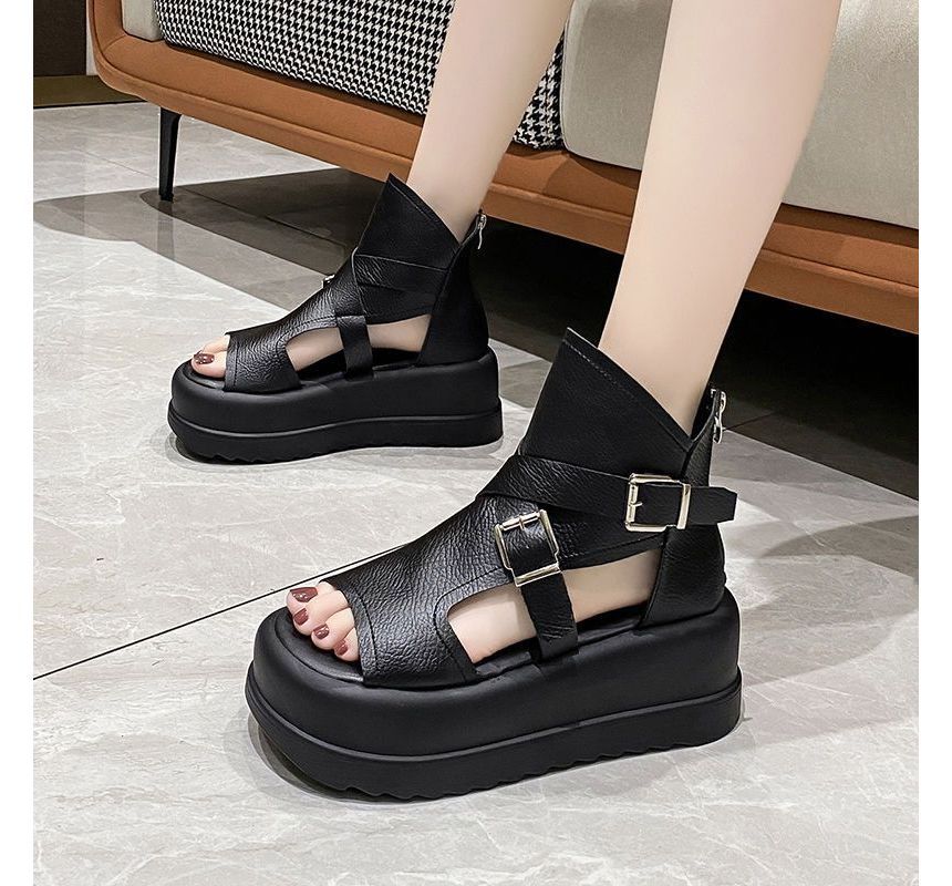 Peep Toe High Top Platform Sandals