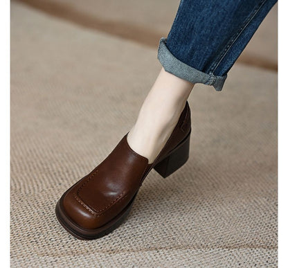 Block-Heel Buckled Loafers