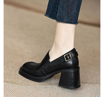Block-Heel Buckled Loafers