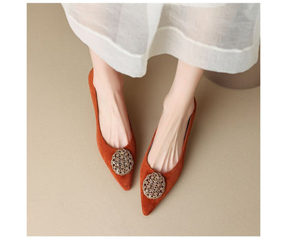 Kitten-Heel Rhinestone Pointed Pumps