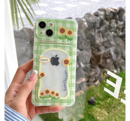 Sunflower Print Card Holder Phone Case
