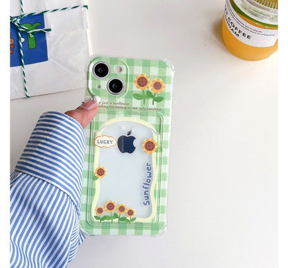 Sunflower Print Card Holder Phone Case