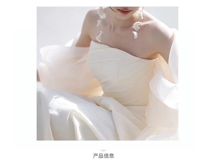 Off-Shoulder Gown Evening Puff-Sleeve Plain Sheath