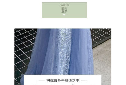 V-Neck Mesh A-Line Flare-Sleeve Evening Gown