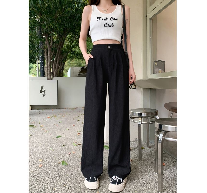 High Rise Plain Wide Leg Suit Pants