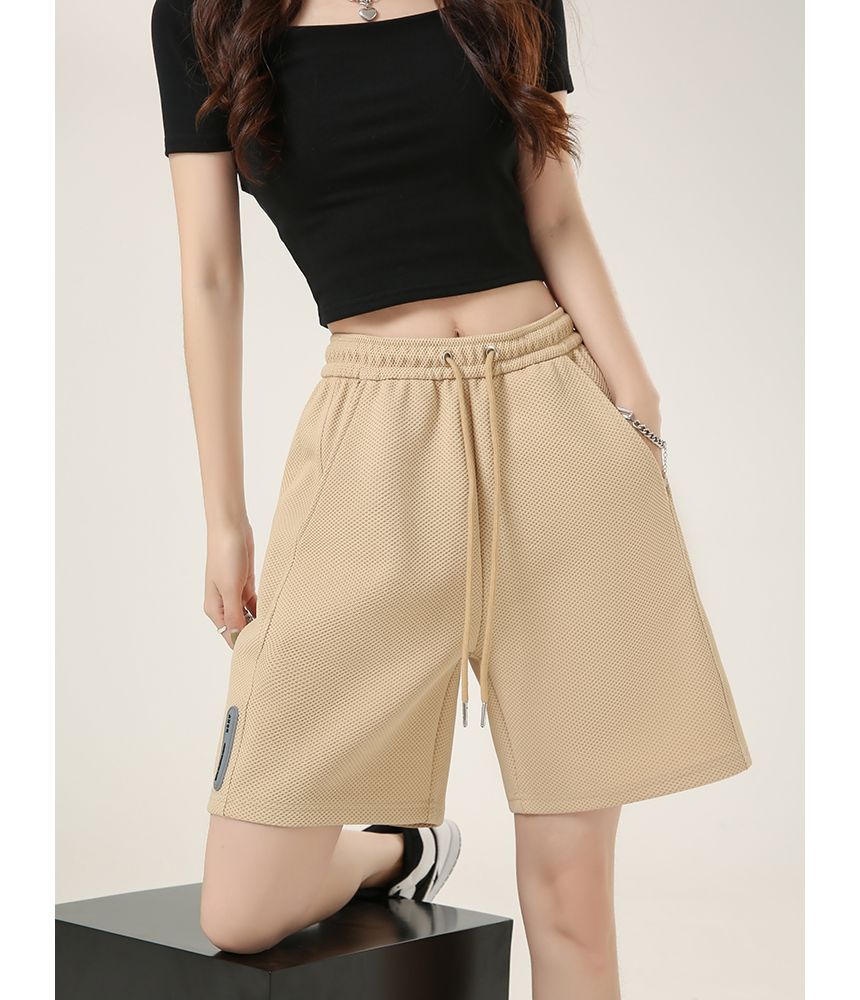 Drawstring Waist Plain Shorts