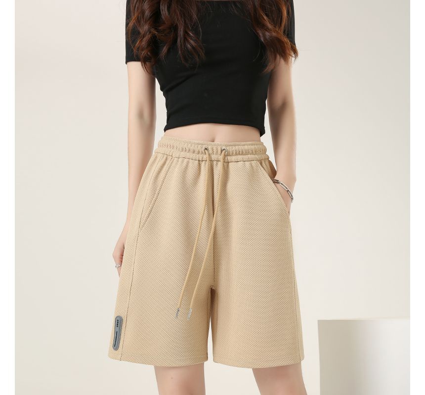 Drawstring Waist Plain Shorts