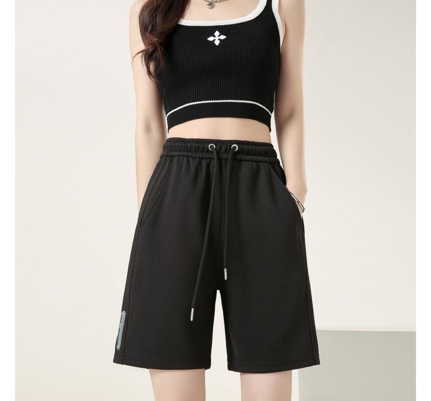 Drawstring Waist Plain Shorts