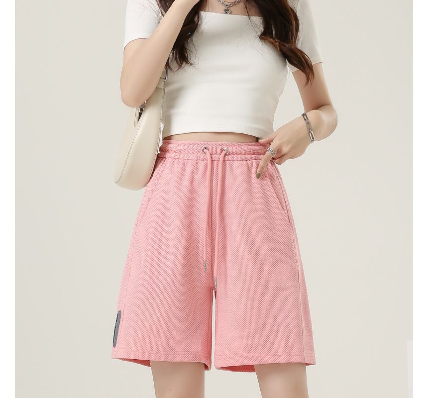 Drawstring Waist Plain Shorts