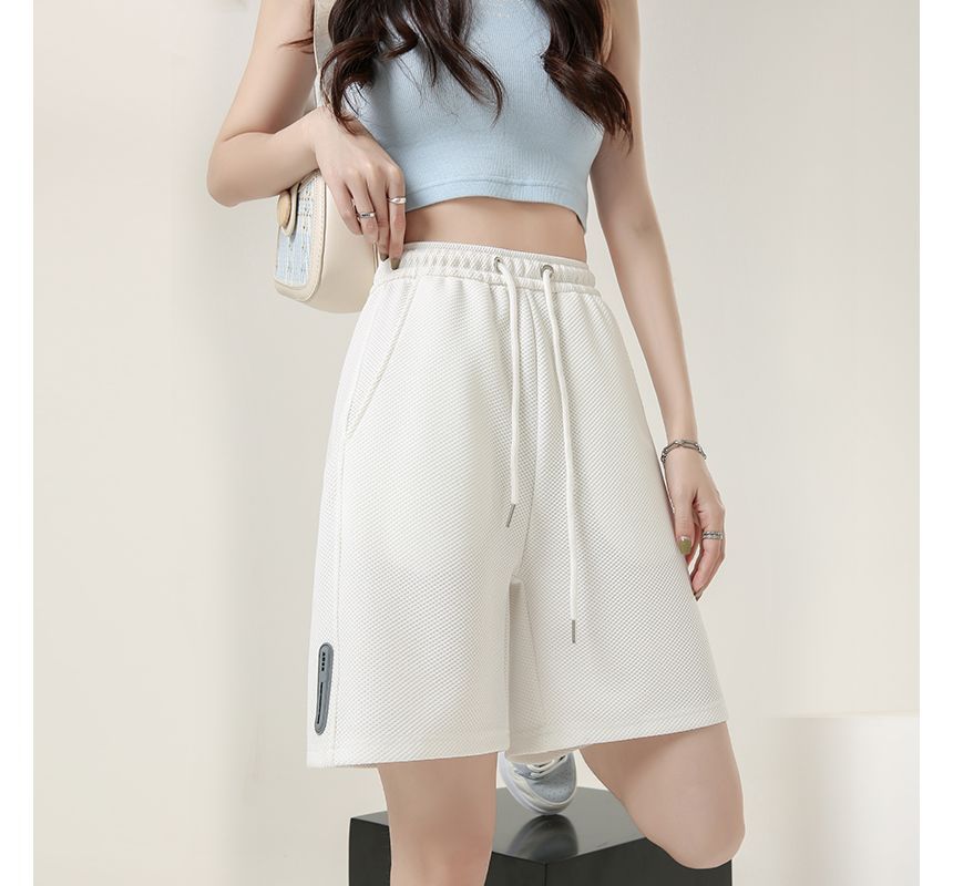 Drawstring Waist Plain Shorts