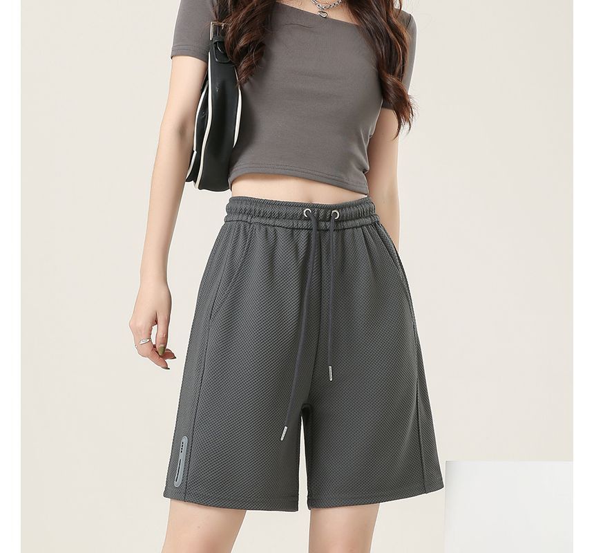 Drawstring Waist Plain Shorts