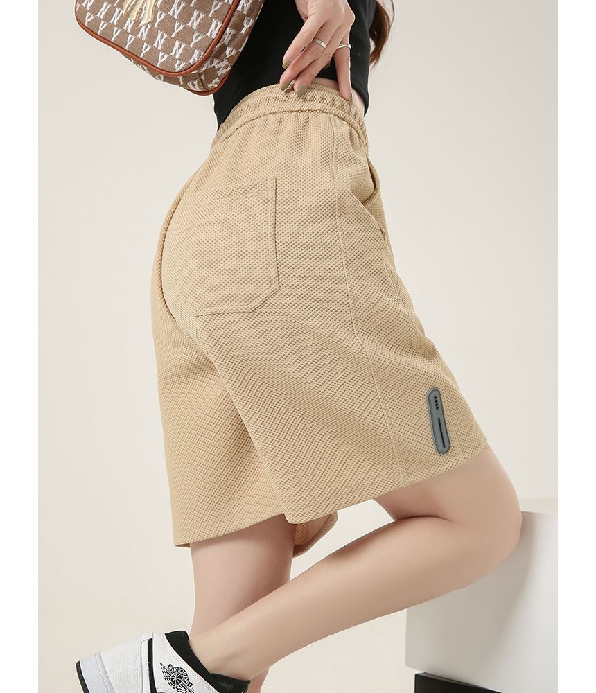 Drawstring Waist Plain Shorts