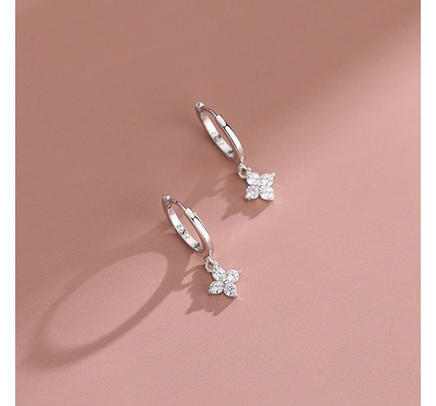 Floral Rhinestone Alloy Dangle Earring