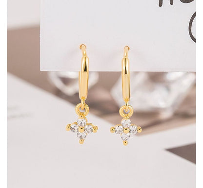 Floral Rhinestone Alloy Dangle Earring