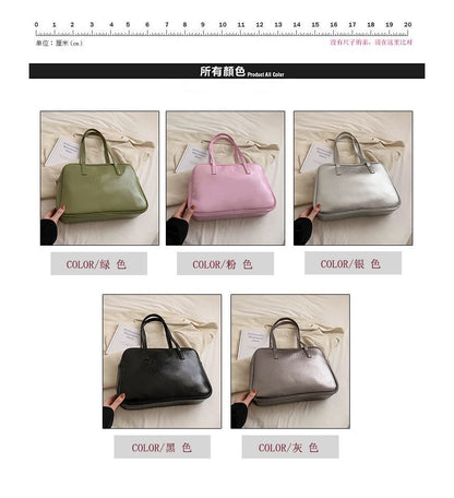 Plain Faux Leather Carryall Bag