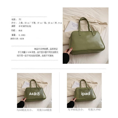 Plain Faux Leather Carryall Bag