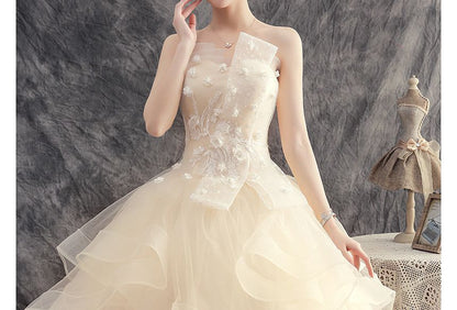 Strapless Flower Accent Wedding Ball Gown