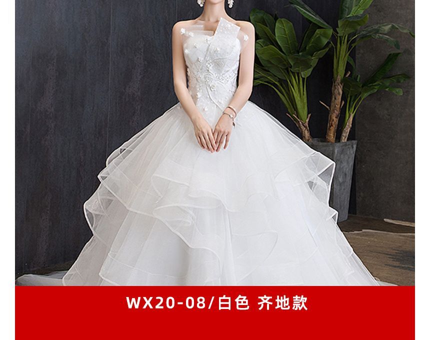 Ball Wedding Accent Strapless Flower Gown