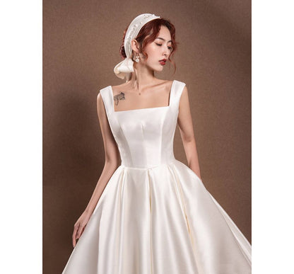Designs) Gown (Various Evening Strap Wide Square-Neck A-Line
